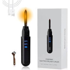 Šildomas blakstienų rietiklis, USB įkraunamas blakstienų rietiklis, 2 greičių temperatūros reguliavimas su LED ekranu, mini blakstienų rietiklis moterims, merginoms, greitas šildymas (juodas)