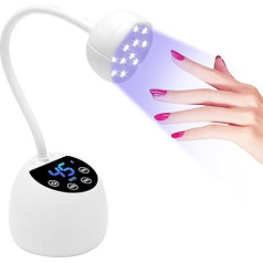 Mini UV LED nagų lempa, LCD ekranas, automatinis išmanusis jutiklis, 36 W UV lempa geliniams nagams, 12 vienetų LED karoliukų su dvigubu šviesos šaltiniu, skirta naudoti namuose ir salonuose (balta)