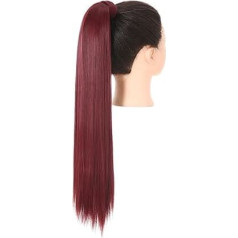Gesundheit Blonder, umwickelter Zopf, lang, glatt, Pferdeschwanz über dem Kopf, synthetischer, gerader Pferdeschwanz, Haarverlängerung, Clip in, falsche Perücke, Haarteil Körperpflege(Wine,32inches)