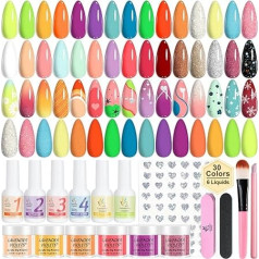 Lavender Violets Dip Powder Nagų rinkinys 30 spalvų Klasikinė raudona oranžinė geltona geltona mėtų žalia mėlyna violetinė blizgučių akrilo skysčių rinkinys Bazės viršutinė danga Aktyvatorius Šepetėlis Saver su lipduku Manikiūro pradž