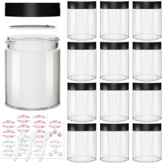 12 x skaidraus stiklo kosmetikos indeliai 8oz