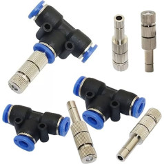 Dulksnos purkštukai, sodo purkštukai, žalvariniai purkštukai, purškimo purkštukai su 6,35 mm T formos antgaliais, purkštukų rinkinys, keičiamosios galvutės lauko aušinimo sistemai ir šiltnamių kraštovaizdžiui, dulkėms