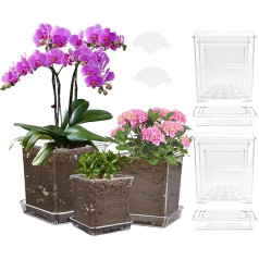 Verstärkte transparente Pflanztöpfe für Pflanzen, 3/4/5 Zoll, transparente Pflanztöpfe mit Ablauflöchern, transparenter Kunststoff-Pflanztopf für Zimmerpflanzen, Blumen, Kakteen, Orchideentöpfe mit