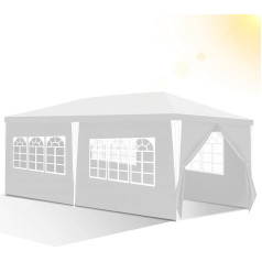 Pavėsinė 3 x 6 m Vandeniui atspari sodo pavėsinė su 6 šoniniais skydais Sodo palapinė Apsauga nuo saulės Šalies palapinė Marquee for Party, Market Stall, Festival, White