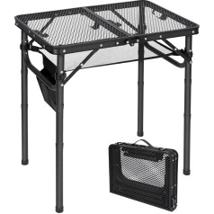 Stovyklavimo sulankstomas stalas Lauko lengvas aliuminio nešiojamas maisto gaminimo BBQ Metalinis BBQ lengvai surenkamas su reguliuojamomis kojomis Juodas 60cm x 40cm