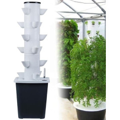 Vertikali hidroponinė bokšto hidroponinė sodo auginimo sistema su 30 konteinerių Aeroponics auginimo rinkinys žolelėms, vaisiams ir daržovėms su drėkinimo siurbliu, adapteriu, tinkliniais puodais, namų sodas