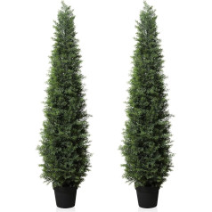 Fopamtri Dirbtinis augalas Cedar Dirbtinis 150 cm Dirbtiniai augalai vazone, spygliuočiai Dirbtinis lauko UV apsaugotas namų gyvenamasis kambarys sodas veranda apdaila (pakuotė iš 2)