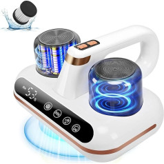 Belaidis dulkių siurblys su dulkių erkių jutikliu ir išmaniuoju LED ekranu, 1000 W dulkių siurblys su UV šviesa, skirtas alergiškiems žmonėms, pašalina 99,9 % alergenų, skirtas čiužiniams, sofoms, 2