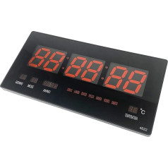 LED skaitmeninis sieninis laikrodis su termostato funkcija ir datos ekranu