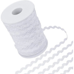 GORGECRAFT 75 m x 5 mm baltos spalvos Ric Rac Fringe Trim Wavy poliesterio austiniai diržai Zigzago kraštas pynė Trim siuvimo amatai Dovanų vyniojimo lankas Making