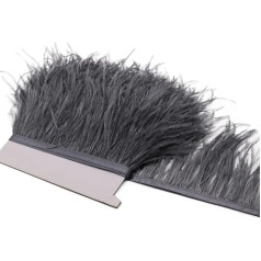 Stručio plunksnų apvadas, 8-10 cm, amatų reikmenys, vakarėlis, vestuvinė suknelė, juosta, slyvos, dekoracijos, pilka, 9, 8-10 cm, 1 m