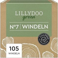 LILLYDOO Žaliosios aplinkai nekenksmingos sauskelnės, 7 dydžio (15+ kg), mėnesio dėžutė (105 vnt.)