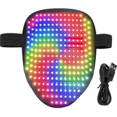 Šviečianti veido danga su įkraunama USB Type-C LED šventine veido transformacijos kauke, skirta cosplay, maskarado vakarėliams, gimtadieniams, karnavalui