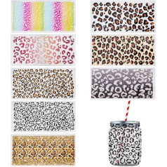 DELORIGIN lipdukai stikliniams puodeliams, 8 stiliai, leopardo raštas, 8 lapai, atsparūs vandeniui, lipdukai, skaidri plėvelė, lipdukai puodeliams, stiklui, rankdarbiams, stalui, telefonui,