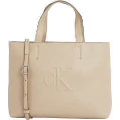 Calvin Klein Ladies Sculpted Mini Logo Shoulder Bag - Grey (Crockery), One Size, Pilka (Crockery), Vieneto dydis