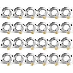 KEJIYILT GU10 įleidžiami taškiniai šviestuvai, 24 vnt., pasukami LED taškiniai šviestuvai, 230 V, nerūdijantis šlifuotas plienas, apvalūs lubų taškiniai šviestuvai, įskaitant lizdą GU10 LED arba halogeniniams šviestuvams