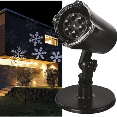 EMOS DCPC02 LED sniego dribsnių projektorius, baltos snaigės, efektyvus sieninis apšvietimas, fasadų, sienų ir sienų projekcija, IP44, kalėdinis apšvietimas lauke ir viduje, 3 m kabelis, juodas