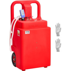 VEVOR degalų vežimėlis, 121 l, degalų kanistras su 9,46 l/min elektriniu degalų perpylimo siurbliu, 1,2 m tiekimo žarna ir automatinio stabdymo jutiklio antgalis, bako adapteris, tinka dyzelinui ir benzinui, raudonos spalvos