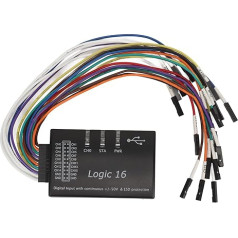 Loginis analizatorius, kompaktiškas ir nešiojamas loginis analizatorius USB 16 kanalų 100 m mėginių ėmimo dažnis su ESD, palaiko 