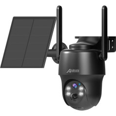 ANRAN 2K 3G/4G LTE stebėjimo kamera Lauko baterija su SIM kortele + 32 GB SD kortele, 360° pasukama belaidė stebėjimo kamera su saulės kolektoriumi, PIR judesio aptikimo funkcija, naktinis matymas, G1 Black