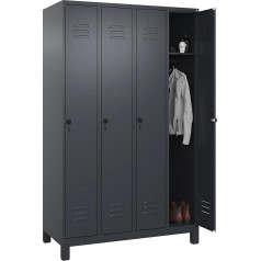 C + P Möbelsysteme C+P | Spind Classic Plus | 4 dalys | grau | B 1200 mm | mit Füßen | Drehriegel