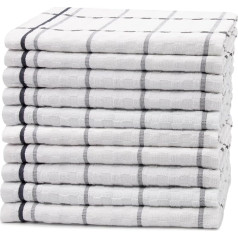 ZOLLNER 10 medvilninių 45 x 60 cm dydžio rankšluosčių rinkinys - absorbuojantys ir patvarūs virtuvės rankšluosčiai - skalbiami iki 60 °C - baltos spalvos - viešojo maitinimo kokybė - 