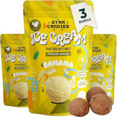 Žvaigždžių saldainiai Freeze Dried Banana Ice Balls | Freeze Dried Candy | Space and Astronaut Snack | Camping, Party Food | Birthday or Party (3 vnt.)