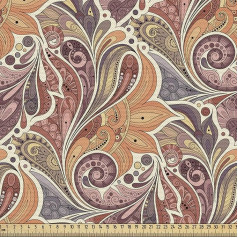 ABAKUHAUS Gėlių audinys, parduodamas metrais, etninis Paisley raštas, kokybiškas audinys, dekoratyvinis baldų apmušalų namų tekstilės audinys, 2 m (148 x 200 cm), rudai smėlio spalvos