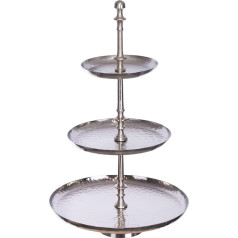 Brandsseller Aliuminio tortų stovas, 51 cm, 3 lygiai, sidabrinės spalvos