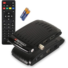 RED OPTICUM AX 300 mini palydovinis imtuvas - Skaitmeninis palydovinis imtuvas HD - Išorinis IR jutiklis su LED ekranu - HDMI - USB - 12 V maitinimo šaltinis Idealiai tinka stovyklavimui
