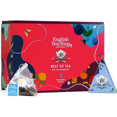 ETS Classic Collection arbatos dovanų rinkinys, 6 x 2 skirtingų rūšių ekologiškos arbatos: Vaisių arbata, žolelių arbata, žalioji ir juodoji arbata, arbatos degustavimo rinkinys ir dovanų dėžutė, 12 piramidinių maišelių, 12 piramidinių m