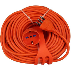 Prailginimo kabelis 10 metrų, kabelio skerspjūvis 3 x 1,5 mm², itališkas kištukas 16 A, daugkartinis kištukinis lizdas Schuko 10/16 A, maks. 3500 W 250 V, pridedamas kabelio ritė (10 metrų)