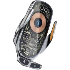 NFHK C tipo automobilio oro ventiliacijos laikiklis USB C magnetinio įkrovimo belaidis 360 laipsnių pasukimo universalus telefono laikiklis, suderinamas su 4-7 colių mobiliaisiais telefonais, sidabrinės spalvos