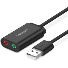 Ugreen išorinės garso plokštės adapteris usb -3,5 mm mini lizdas 15 cm (juodas)