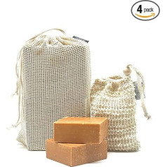 PAOS 2 x sieros muilo rinkinys, sizalio muilo maišeliai + kelioninis krepšys, natūralus muilas, plaukų muilas, apie 300 g, natūralus produktas, be cheminių priedų, siera rekomenduojama nuo spuogų ir egzemos