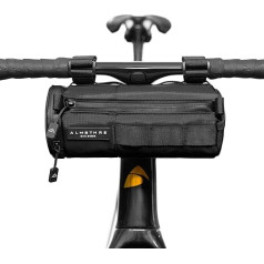 ALMSTHRE Compact Handlebar Bag - Midnight Black | Hard Shell Bicycle Handlebar Bag with Waterproof Zip & Adjustable Straps | Lightweight Bicycle Handlebar Bag, Compatible with Road