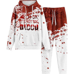 Namų kostiumas Damos dideli dydžiai, Hoodie ir Tracksuit kelnės, Hoodie rinkinys Kruvinas siaubas Tracksuit su gobtuvu Dviejų dalių džemperis Atsitiktinis Baggy Namų kostiumas Žiemos mados aktyvi apranga Bėgimas