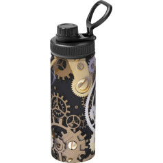 YFSGDLBN Steampunk Mechanische Zahnräder bedruckt, 530 ml, izoliacinė vandens talpykla