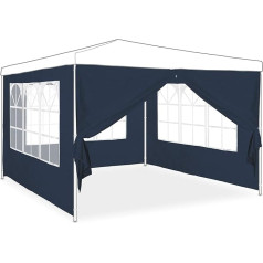Relaxdays 4 šoninės sienos pavėsinei, 2 x 3 m, šoninės panelės, langas ir užtrauktukas, atsparios vandeniui, PE plastikas, mėlynos spalvos