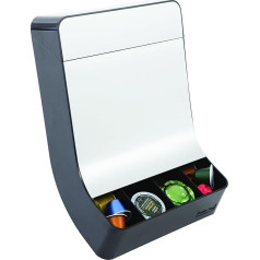 Alba Universalus kapsulių dozatorius iš aliuminio metalo, pilkos ir juodos spalvos, aliuminis, Gris métal et Noir, 22 x 12 x 30,5 cm