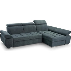 Furnishop24 Kampinė sofa su miego funkcija ir lovos dėže - kampinė L formos sofa su judančiais galvos atlošais, sulankstoma sofa lova svetainei, modernaus dizaino sofa lova 