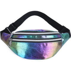 Moterų mados Bum Bag, Holographic Fanny Pack, Vandeniui atsparus Neon Kelionės diržas krepšys, Bum krepšys, reguliuojamas diržas, juosmens krepšys bėgimas, žygiai ir lauko veikla, spalva, 80s 90s