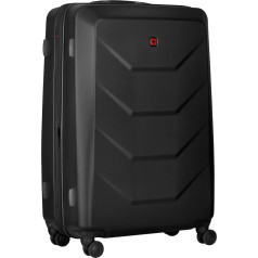 WENGER Prymo 4 Wheel Hard Shell Suitcase Trolley Carry On Luggage Security Lock Women Men Travel Holiday, juoda, Hardside Expandable Baggage with Wheels