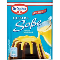Dr. Oetker Vanilės skonio desertinis padažas maistui: 3 x 17 g vegetariškas vanilės skonio desertinis padažas maistui - tikras malonumas