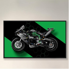 icuanuty Lego Technic Kawasaki Ninja H2R Motociklas 42170, dekoratyviniai paveikslai suaugusiems, Lego modelio automobilio sieninė lenta, dydis: 50 x 30 cm