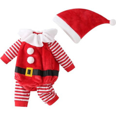 Kūdikių berniukų mergaičių Kalėdų ilgomis rankovėmis Romper Jumpsuit Bodysuit skrybėlė drabužiai kūdikių rudens Kalėdų apranga Toddler mielas Kalėdų drabužių rinkinys A-61