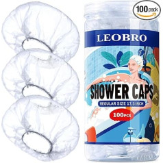 LEOBRO Vienkartinės dušo kepurės 100 vienetų dušo kepuraičių moterims Vandeniui atsparios skaidrios plastikinės storos plastikinės kepurės 44 cm