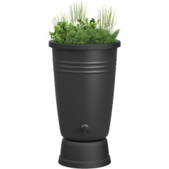 elho Green Basics Plus 110LTR lietaus puodas auginimui ir derliaus nuėmimui, skersmuo 58,4 x aukštis 80,4 cm, juoda/gyvai juoda