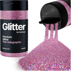 Hemway Pink Holographic Glitter Ultrafine 130 g / 4,6 oz Milteliai Metallic Resin Craft Glitter Glitter Flake Sequins for Epoxy Cups, Hair Face Body Eye Nail Art Festival