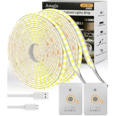 Amagle Unterschrankleuchten, 120 LED, 5000 mAh, wiederaufladbar, batteriebetrieben, Bewegungsmelder, Licht für den Innenbereich, dimmbare Schrankleuchten, 2 Stück, 3,5 m magnetische